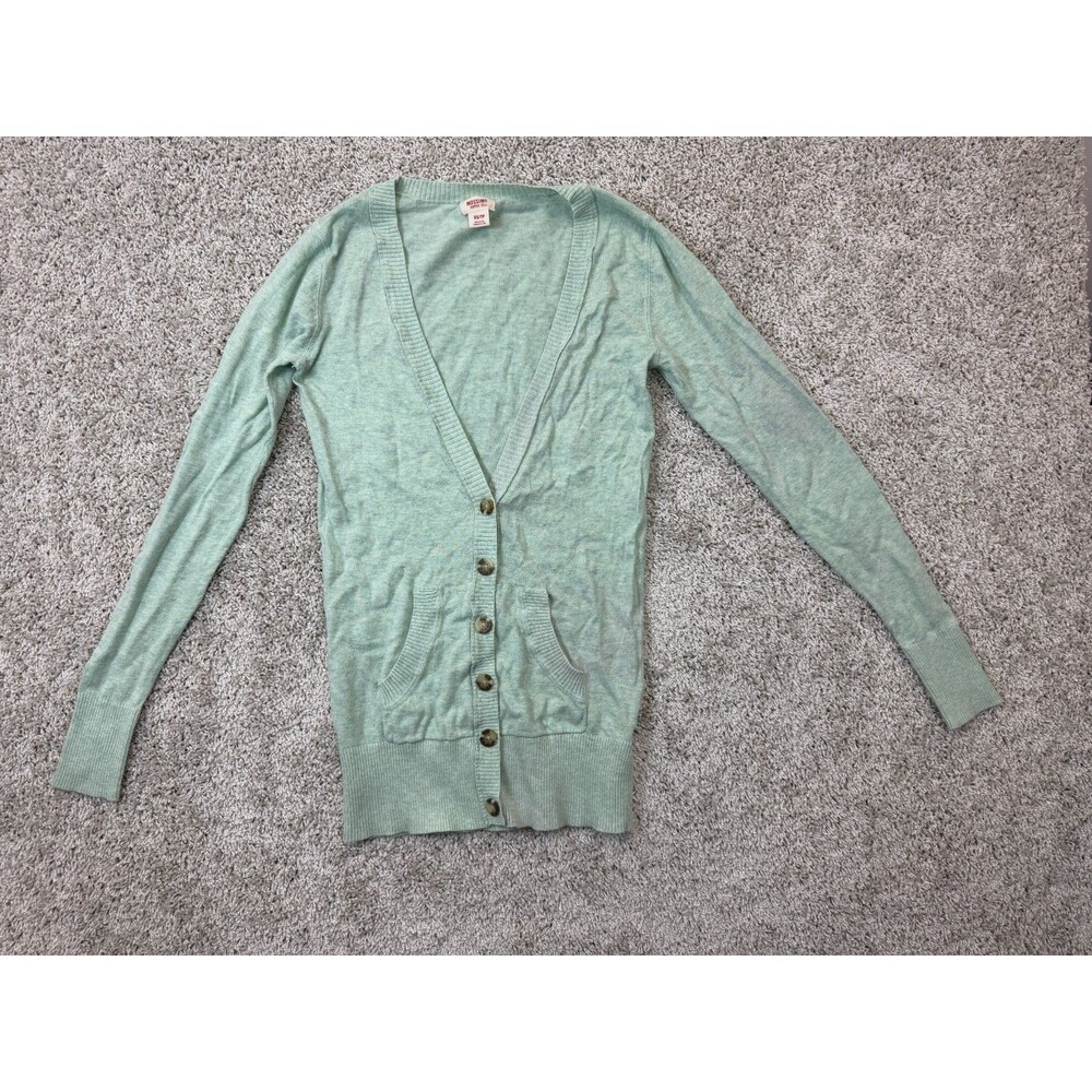 Mossimo Supply Co Womens XS Mint Green 100% Cotton Button Front Cardigan Sweater